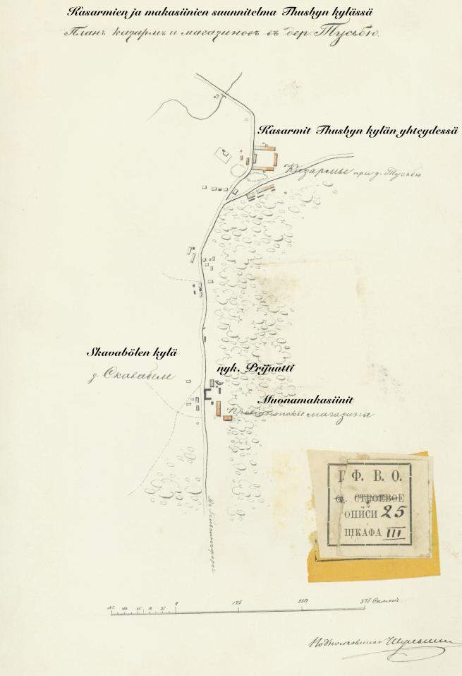 Hyrylän varuskunnan karttapiirros n1860